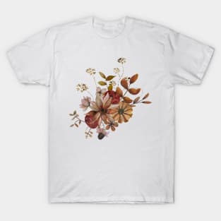 Autumn Watercolor Flowers with glitter on a light background T-Shirt